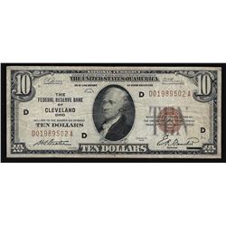 1929 $10 National Currency Cleveland Ohio Note