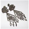 Image 1 : Sterling Silver 925 Tribal Aztec Maya Peru Silver Screw Back Dangle Statement Earrings