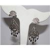 Image 2 : Sterling Silver 925 Tribal Aztec Maya Peru Silver Screw Back Dangle Statement Earrings