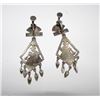 Image 3 : Sterling Silver 925 Tribal Aztec Maya Peru Silver Screw Back Dangle Statement Earrings