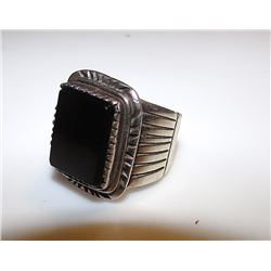 Art Deco Sterling Onyx Ring Size 7