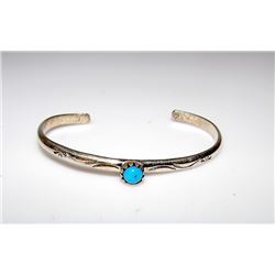 Old Pawn Zuni Sterling Turquoise Cuff Bracelet