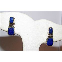 Navajo Sterling Lapis Dangle Earrings