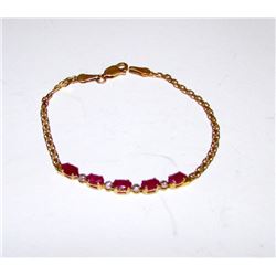 10K Gold Rubies Vintage Bracelet