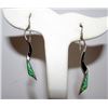 Image 2 : Vintage Southwestern Sterling Silver 925 Fire Opal Onyx Pierced Statement Dangle Earrings