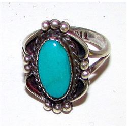 Old Pawn Native American TIGUA STERLING RING Native American Tigua Indian Sterling Silver Turquoise 