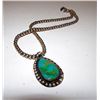 Image 1 : Vintage Old Pawn Native American Navajo Sterling Silver Turquoise Traditional Design Statement Neckl