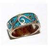 Image 1 : Sterling Silver 925 Southwestern Turquoise Inlay Tribal Design Band Ring Size 6