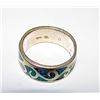 Image 3 : Sterling Silver 925 Southwestern Turquoise Inlay Tribal Design Band Ring Size 6