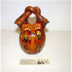 Navajo Ken Irene White Yei Wedding Vase Pottery