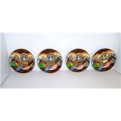 Japanese Satsuma Moriage Dragon Wear Kannon Goddess and Immortals Small Dessert Plates Set of 4