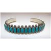 Image 1 : Old Pawn Native American Zuni Sterling Silver Turquoise Cuff Bracelet "Snake Eyes" Design