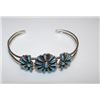 Image 2 : Judy Wallace Zuni Sterling Silver Turquoise Cluster Rosette Cuff Bracelet