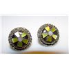 Image 1 : Vintage Native American Zuni Sterling Silver MOP Flower Earrings Yellow and White MOP Jet Zuni Mosai