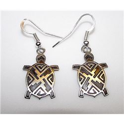 HOPI Native American Turtle Dangle Earrings Tribal Design