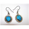 Image 1 : Old Pawn Native American Navajo Sterling Silver Kingman Turquoise Pierced Dangle Earrings