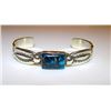 Image 1 : Vintage Native American Navajo Sterling Silver Blue Diamond Mine Turquoise Cuff Bracelet Hand Etched