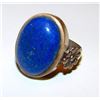 Image 2 : Art Nouveau Sterling Silver Blue Lapis Lazuli Statement Cocktail Ring Size 5.5 Romantic Floral Desig