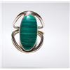 Image 1 : Art Deco Sterling Silver Clear Green Malachite Statement Ring Size 5.5