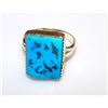 Image 2 : Vintage Native American Navajo Sterling Silver Kingman Mine Turquoise Statement Ring Size 9 by Highl