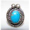 Image 1 : Vintage Old Pawn Native American Navajo Sterling Silver Southwestern Mines Blue Turquoise Statement 