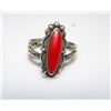 Image 1 : Vintage Old Pawn Native American Navajo Sterling Silver Mediterranean Coral Ring Size 6