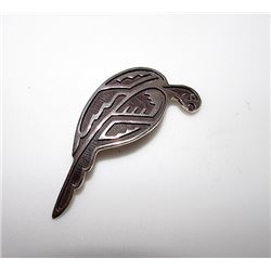 Vintage HOPI Native American Sterling Silver Parrot Bird Brooch Pin Artist Singed Collectible Rare