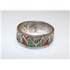 Image 1 : Native American Navajo Old Pawn Sterling Silver 925 Turquoise Coral Chip Inlay Hand Etched Band Ring