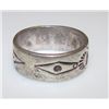 Image 2 : Native American Navajo Old Pawn Sterling Silver 925 Turquoise Coral Chip Inlay Hand Etched Band Ring