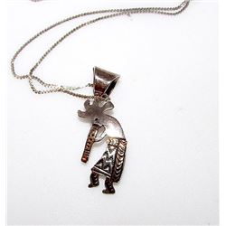 Vintage NAVAJO Native American Sterling Silver 12k Gold Kokopelli Pendant Necklace by the Collectibl