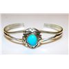 Image 2 : Vintage Native American Navajo Sterling Silver Turquoise Cuff Bracelet Tribal Design Signed