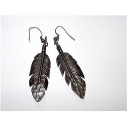 Navajo Rose Lincoln Sterling Feather Earrigns