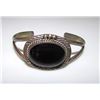 Image 1 : Old Pawn Native American Navajo Sterling Silver Onyx Black Jet Cuff Bracelet
