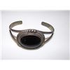 Image 2 : Old Pawn Native American Navajo Sterling Silver Onyx Black Jet Cuff Bracelet