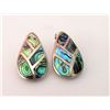 Image 1 : Sterling Silver 925 Mexico Taxco Pierced Earrings with Abalone Shell Inlay