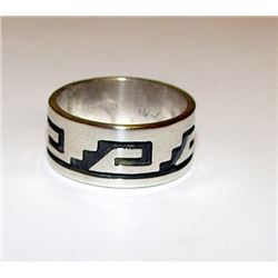 Vintage Native American Hopi Terry Wadsworth Sterling Silver Ring Size 9 Tribal Design