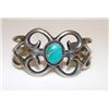 Image 1 : Native American Navajo Sand Cast Sterling Silver Turquoise Cuff Bracelet by Collectible Artist Gary 