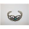 Image 2 : Native American Navajo Sand Cast Sterling Silver Turquoise Cuff Bracelet by Collectible Artist Gary 