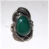 Image 1 : Native American Navajo Old Pawn Sterling Silver Malachite  Ring Size 7 Squash Blossom Design