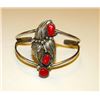 Image 1 : Vintage Old Pawn Native American Navajo Sterling Silver Mediterranean Coral Cuff Bracelet Squash Blo