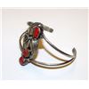 Image 2 : Vintage Old Pawn Native American Navajo Sterling Silver Mediterranean Coral Cuff Bracelet Squash Blo