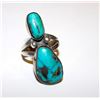 Image 1 : Vintage Old Pawn Native American Navajo Sterling Silver Turquoise Statement Ring Size 7