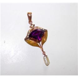 Antique 10K Amethyst Lavalier Pendant