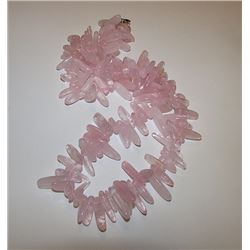 Vintage Pink Quartz Hand Knotted Necklace