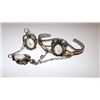 Image 2 : Native American Navajo Old Pawn Sterling Silver Mother of Pearl MOP Bracelet Ring Slave Bracelet Squ