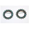Image 1 : Old Pawn Zuni Sterling Silver Turquoise Matching Shirt Collar Brooches Set of 2. Rare