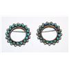 Image 2 : Old Pawn Zuni Sterling Silver Turquoise Matching Shirt Collar Brooches Set of 2. Rare