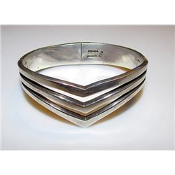 Vintage Sterling Silver 925 Taxco Heavy Bangle Bracelet Art Deco Design TB-80 Sterling Hallmark 60 g