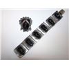 Image 1 : Vintage Pre Eagle Mexico Taxco Sterling Silver 925 Carved Onyx Aztec Warrior Panel Bracelet and Broo