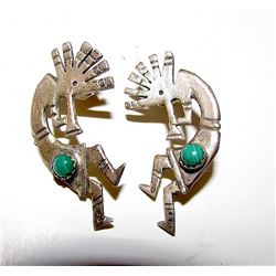 Old Pawn Navajo Sterling  Kokopelli Earrings